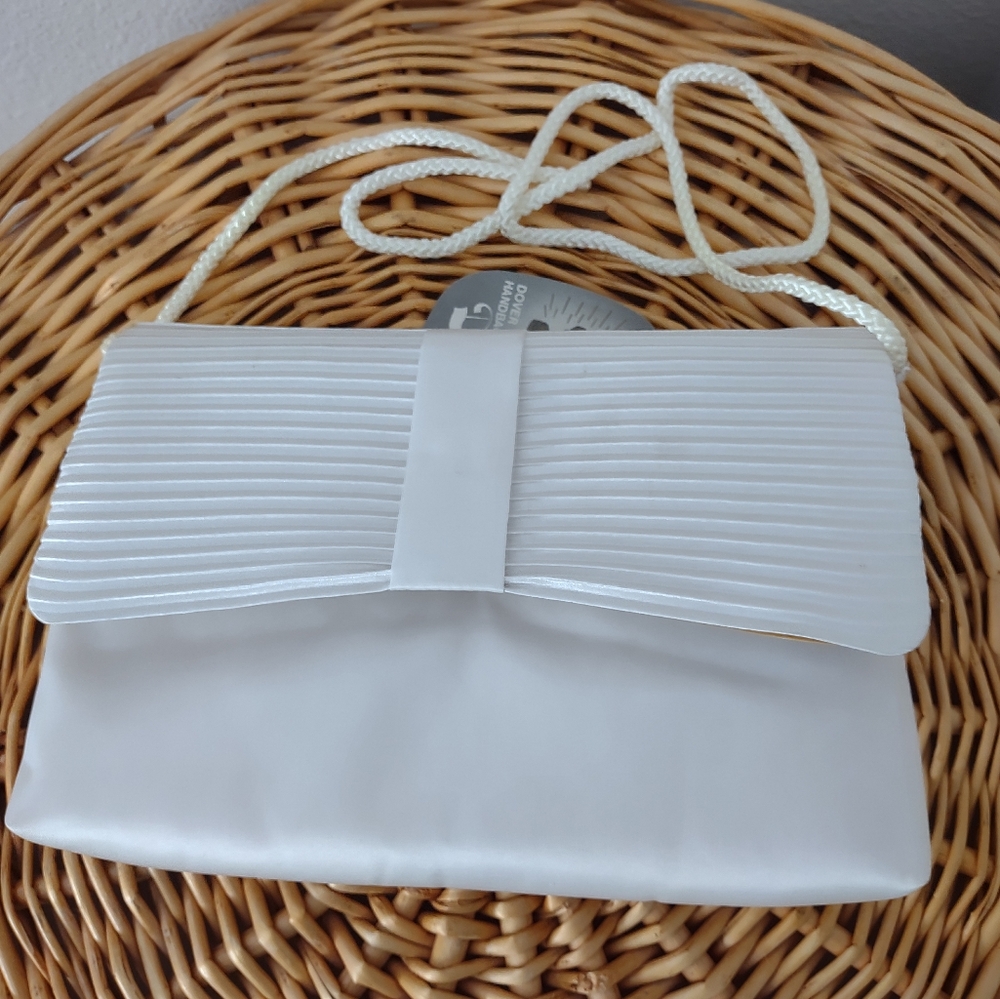 Wedding Clutch White Satin Handbag Purse Dazzler Optional Strap Prom Anniversary